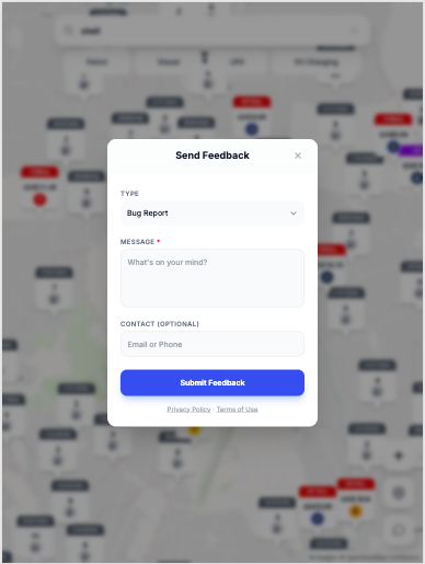Pumply send feedback modal